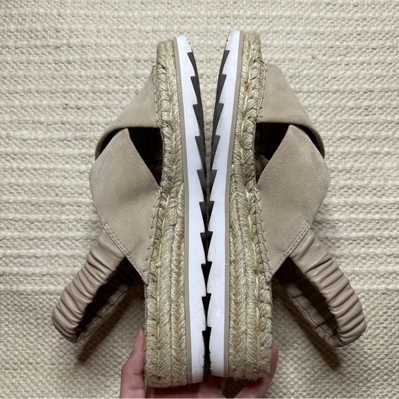 MARC FISHER nude suede leather slingback espadrille sandals 9